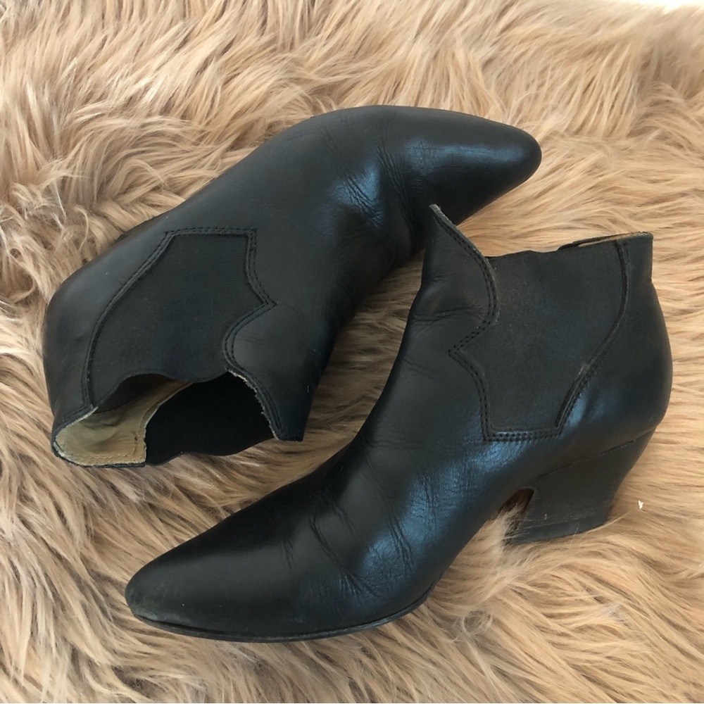 Acne Studios Alma Mid Heel Pull On Leather Ankle Boots in Black 39 0580 - Picture 14 of 15